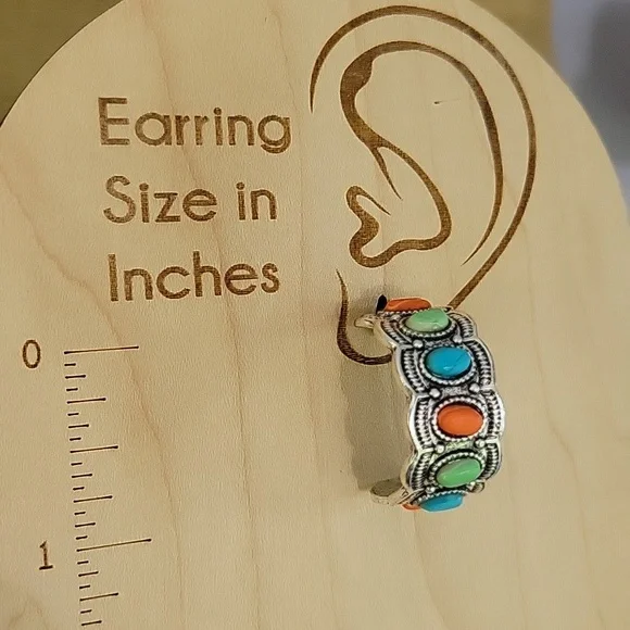 Vibrant Festival Half Hoop Earrings - Picture 5 of 7